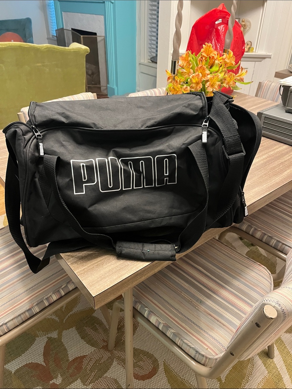 Puma Black Sport Duffel Bag with Bold Logo
